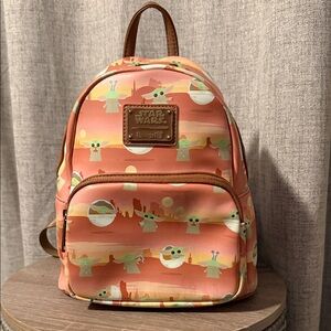 Loungefly Star Wars Grogu Coral and Green Backpack
